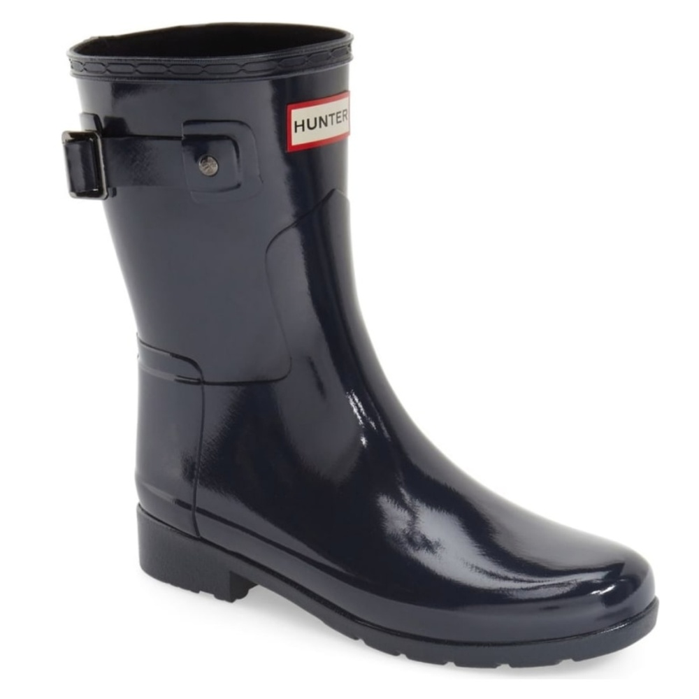 Navy Hunter Refined Short Rain Boots - Almost New!